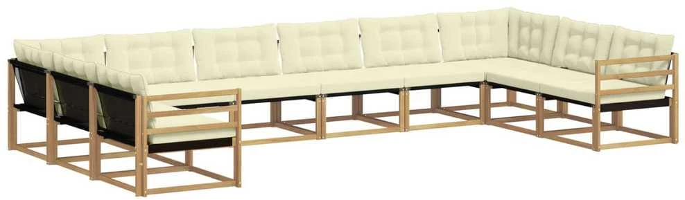 Lauko sofos komplektas 10 vnt. Balta ir kreminė