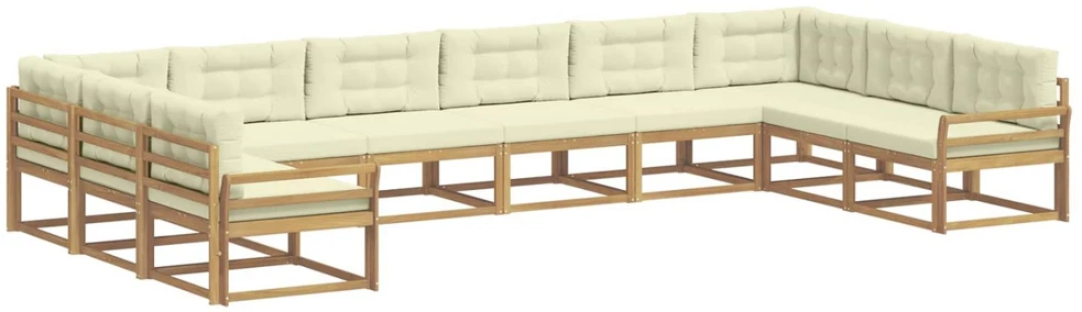 Lauko sofos komplektas 10 vnt. Balta ir kreminė