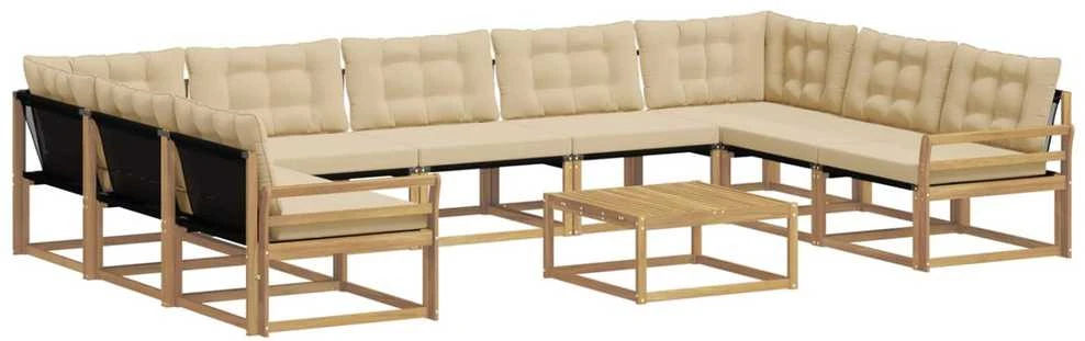 Lauko sofos komplektas 10 vnt. Balta ir kreminė