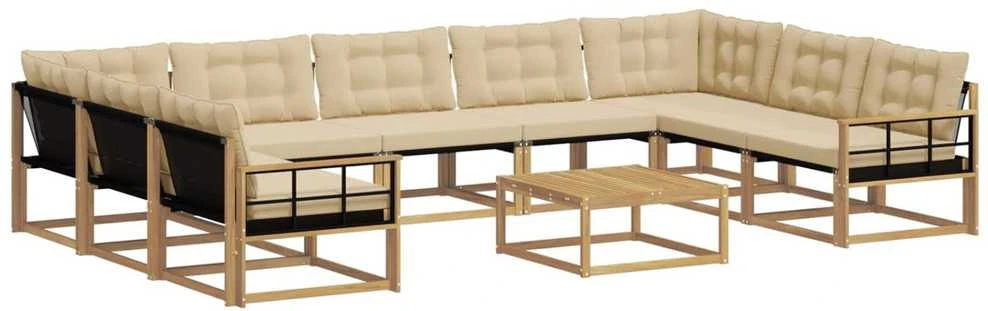 Lauko sofos komplektas 10 vnt. Balta ir kreminė
