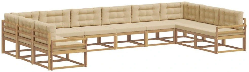 Lauko sofos komplektas 10 vnt. Balta ir kreminė