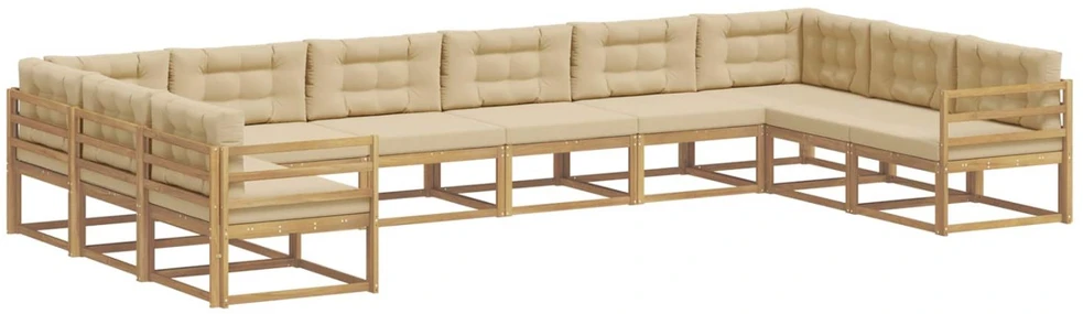 Lauko sofos komplektas 10 vnt. Balta ir kreminė