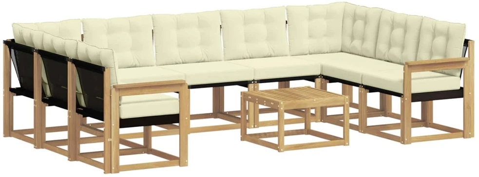 Lauko sofos komplektas 10 vnt. Balta ir kreminė