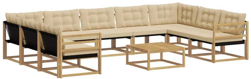Lauko sofos komplektas 10 vnt. Balta ir kreminė