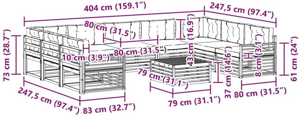 Lauko sofos komplektas 10 vnt. Balta ir kreminė