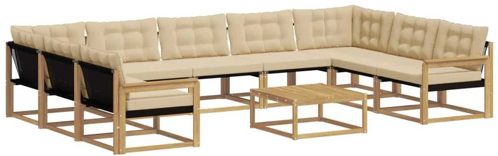 Lauko sofos komplektas 10 vnt. Balta ir kreminė