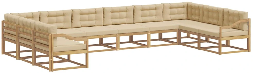 Lauko sofos komplektas 10 vnt. Balta ir kreminė