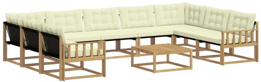 Lauko sofos komplektas 10 vnt. Balta ir kreminė