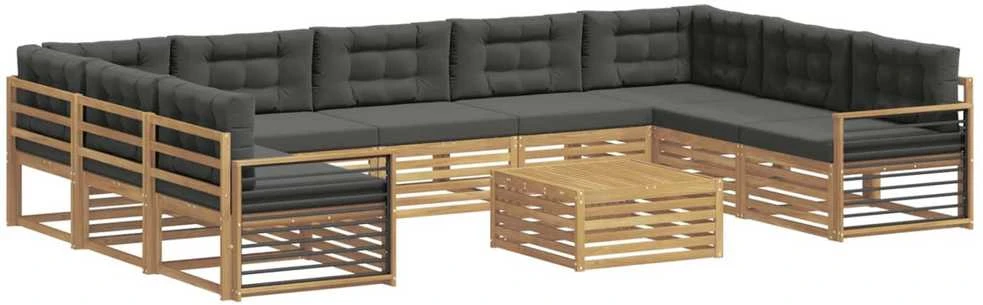 Lauko sofos komplektas 10 vnt. Balta ir antracito