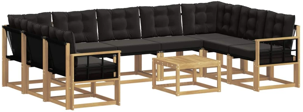 Lauko sofos komplektas 10 vnt. Balta ir juoda