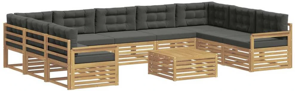 Lauko sofos komplektas 10 vnt. Balta ir antracito