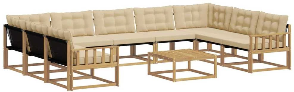 Lauko sofos komplektas 10 vnt. Balta ir kreminė