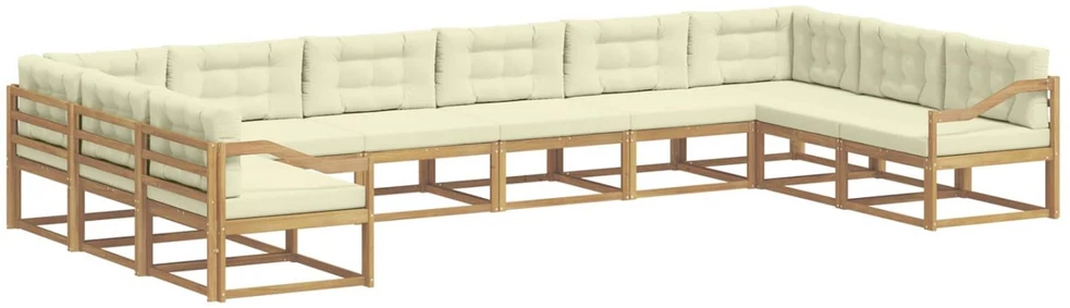 Lauko sofos komplektas 10 vnt. Balta ir kreminė