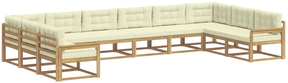 Lauko sofos komplektas 10 vnt. Balta ir kreminė