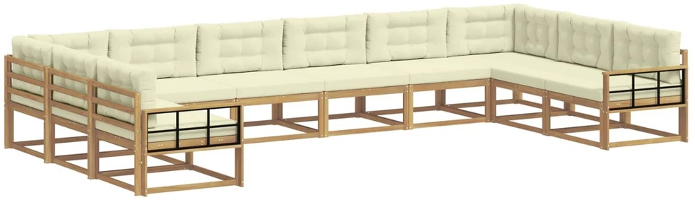 Lauko sofos komplektas 10 vnt. Balta ir kreminė