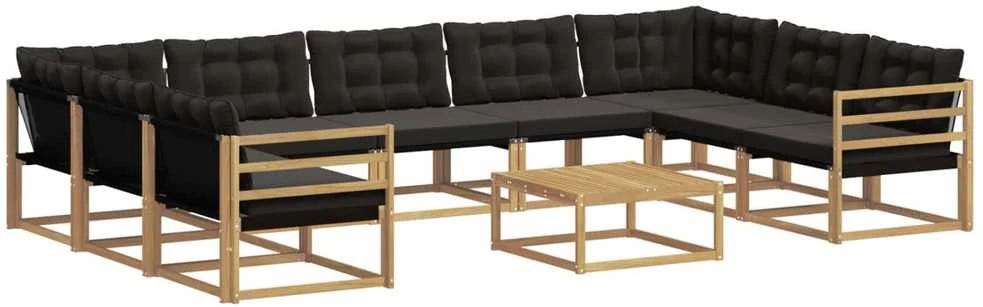 Lauko sofos komplektas 10 vnt. Balta ir juoda