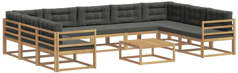 Lauko sofos komplektas 10 vnt. Balta ir antracito