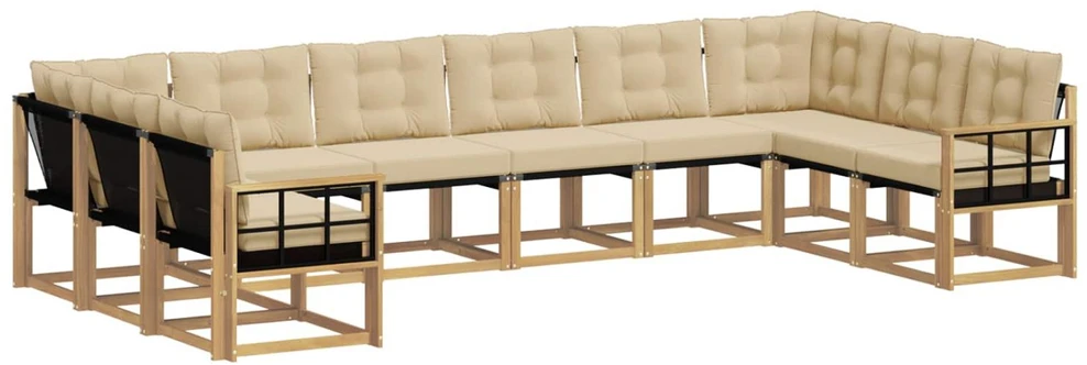 Lauko sofos komplektas 10 vnt. Balta ir kreminė