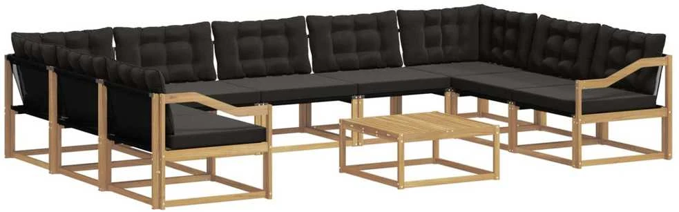 Lauko sofos komplektas 10 vnt. Balta ir juoda