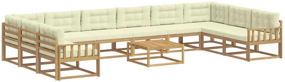 Lauko sofos komplektas 11 vnt. Balta ir kreminė