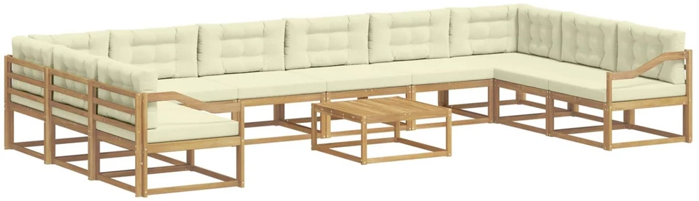 Lauko sofos komplektas 11 vnt. Balta ir kreminė