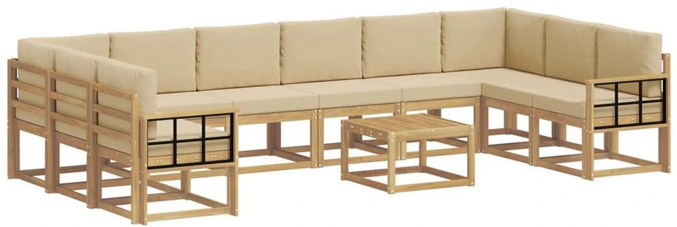 Lauko sofos komplektas 11 vnt. Balta ir kreminė
