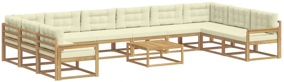 Lauko sofos komplektas 11 vnt. Balta ir kreminė