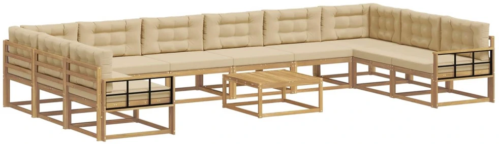 Lauko sofos komplektas 11 vnt. Balta ir kreminė