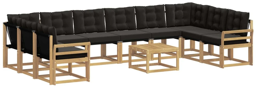 Lauko sofos komplektas 11 vnt. Balta ir juoda