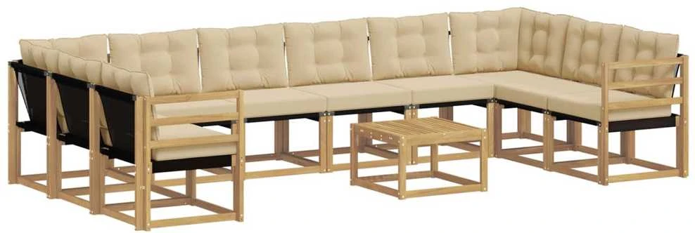Lauko sofos komplektas 11 vnt. Balta ir kreminė