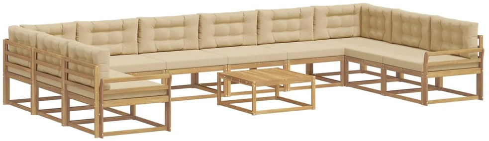 Lauko sofos komplektas 11 vnt. Balta ir kreminė