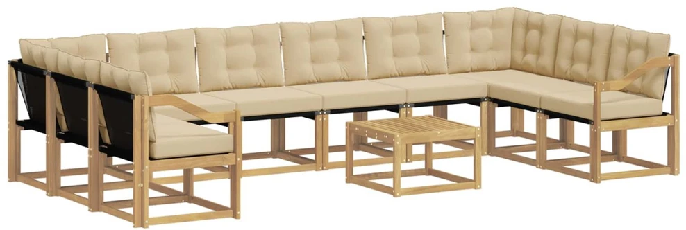 Lauko sofos komplektas 11 vnt. Balta ir kreminė