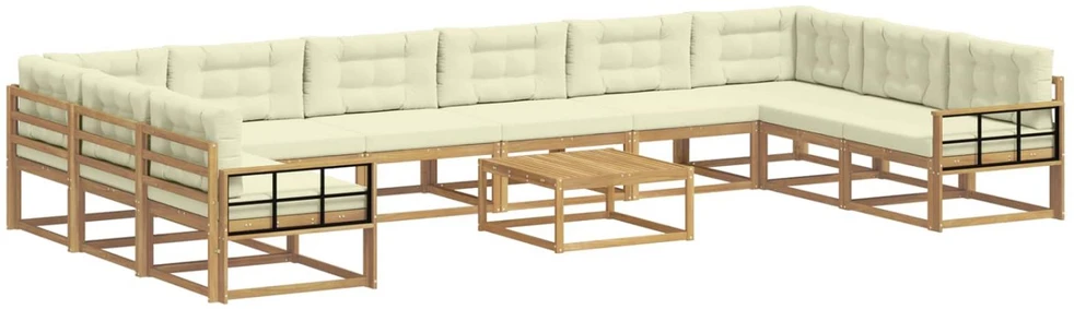 Lauko sofos komplektas 11 vnt. Balta ir kreminė