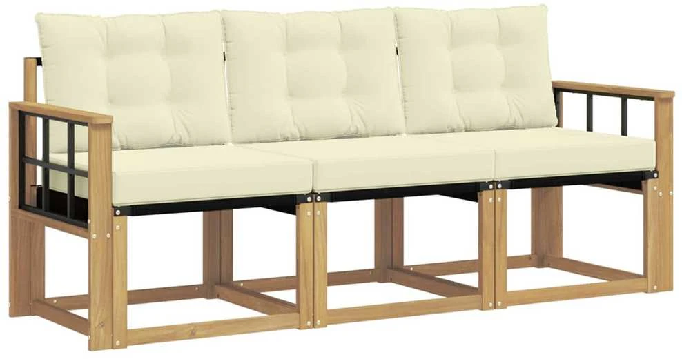Lauko sofos komplektas 3 vnt. Balta ir kreminė