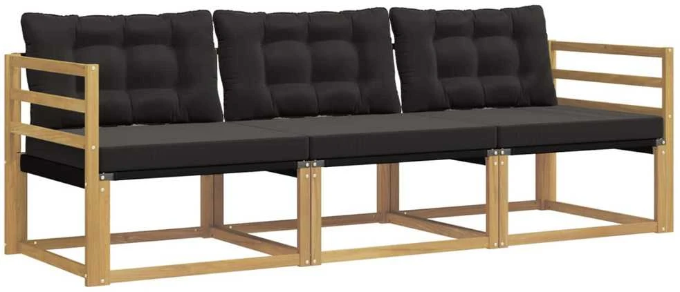Lauko sofos komplektas 3 vnt. Balta ir juoda