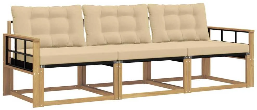 Lauko sofos komplektas 3 vnt. Balta ir kreminė