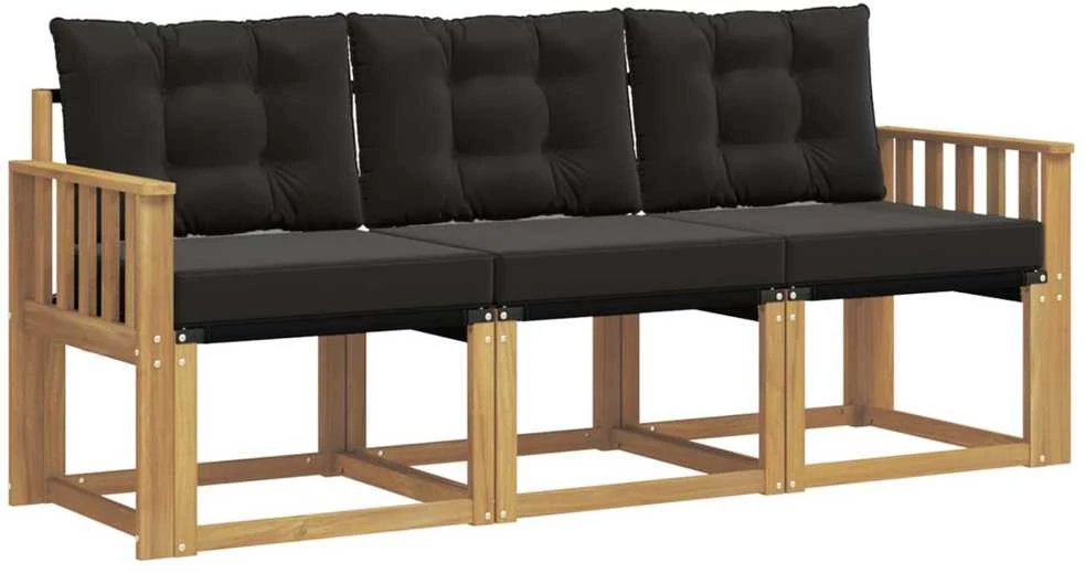 Lauko sofos komplektas 3 vnt. Balta ir juoda