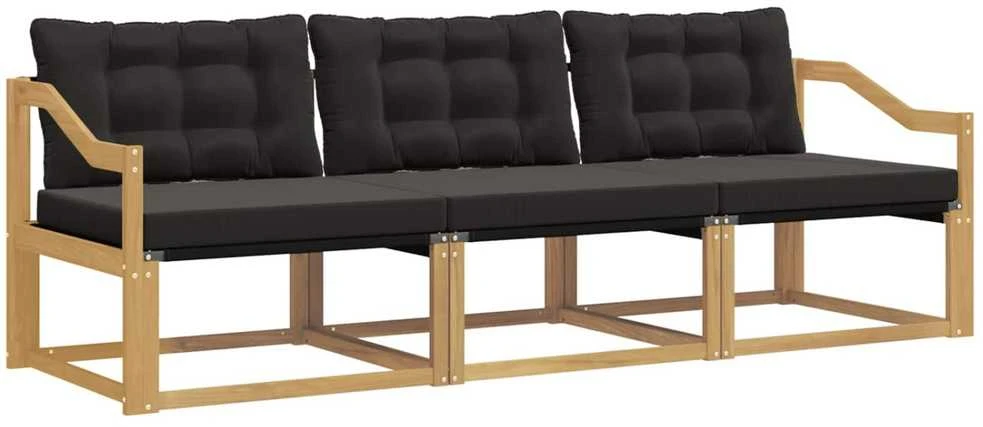 Lauko sofos komplektas 3 vnt. Balta ir juoda