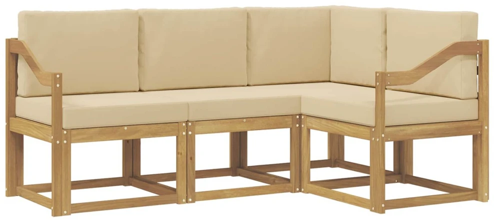 Lauko sofos komplektas 4 vnt. Balta ir kreminė