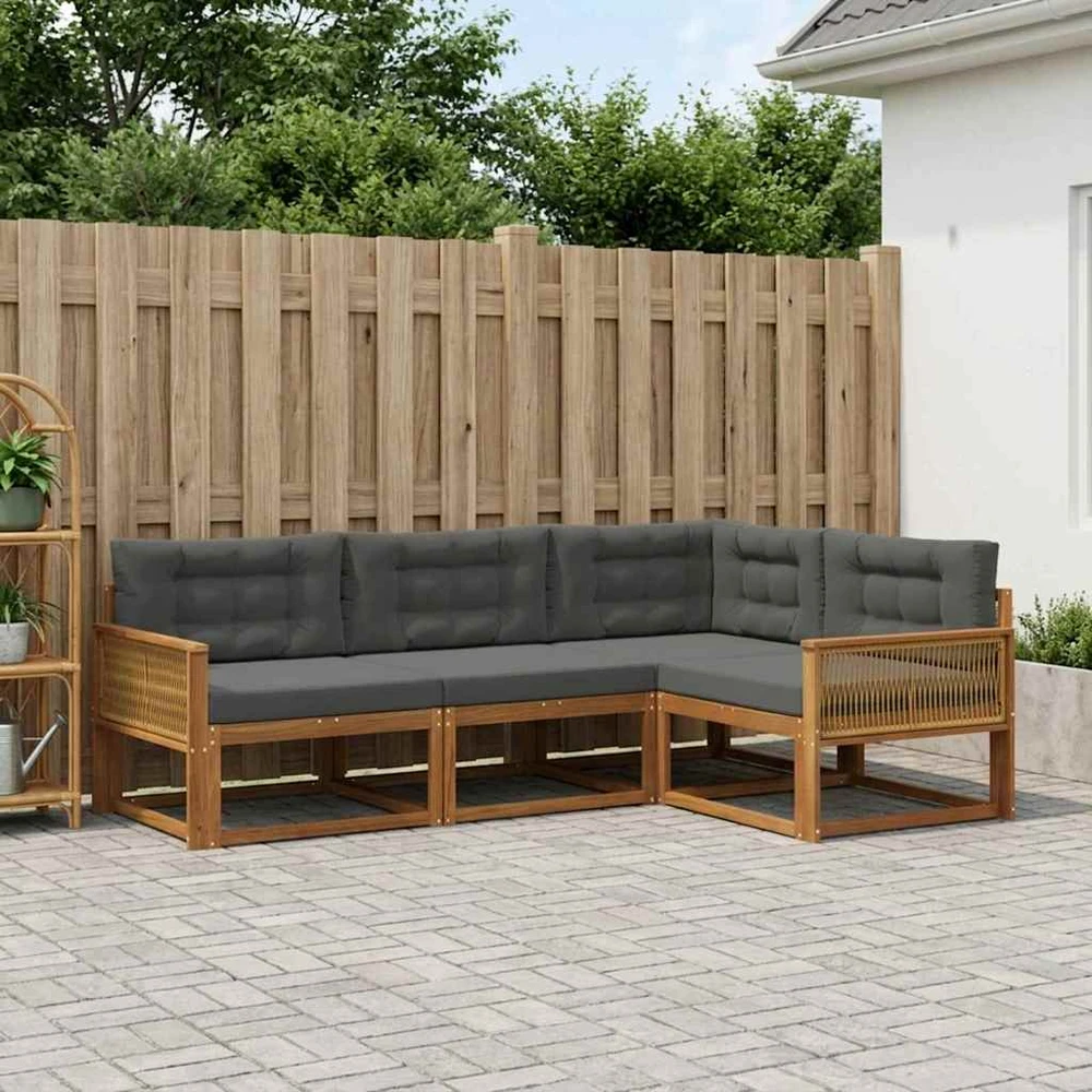 Lauko sofos komplektas 4 vnt. Natūralus ir antracitas