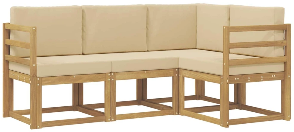 Lauko sofos komplektas 4 vnt. Balta ir kreminė