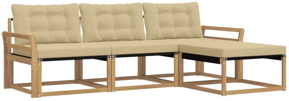 Lauko sofos komplektas 4 vnt. Balta ir kreminė