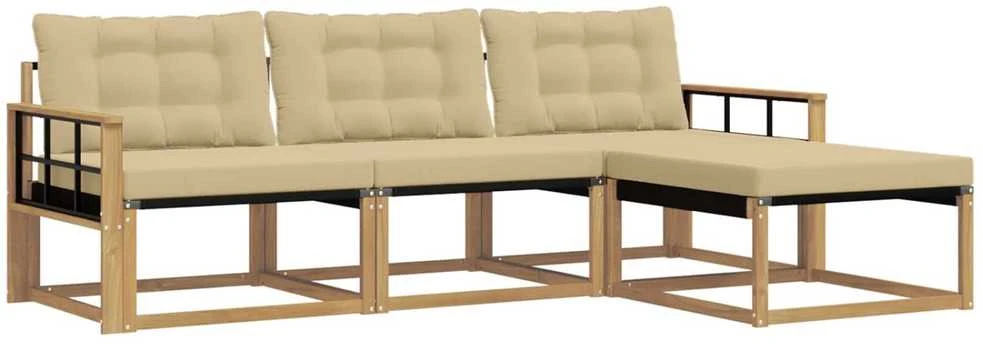 Lauko sofos komplektas 4 vnt. Balta ir kreminė