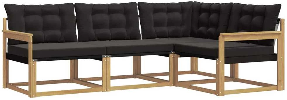 Lauko sofos komplektas 4 vnt. Balta ir juoda