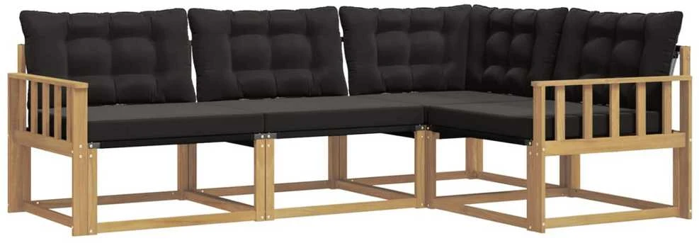 Lauko sofos komplektas 4 vnt. Balta ir juoda