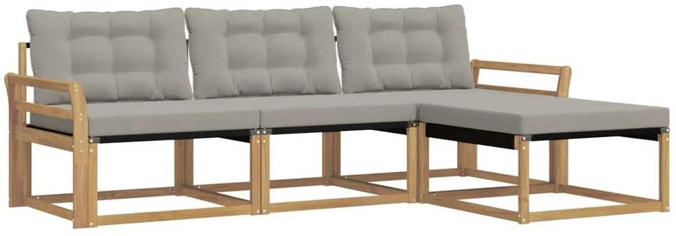 Lauko sofos komplektas 4 vnt. Balta ir šviesiai pilka