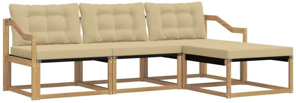 Lauko sofos komplektas 4 vnt. Balta ir kreminė
