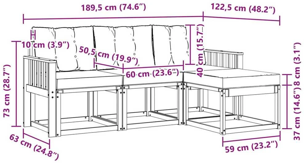 Lauko sofos komplektas 4 vnt. Balta ir kreminė