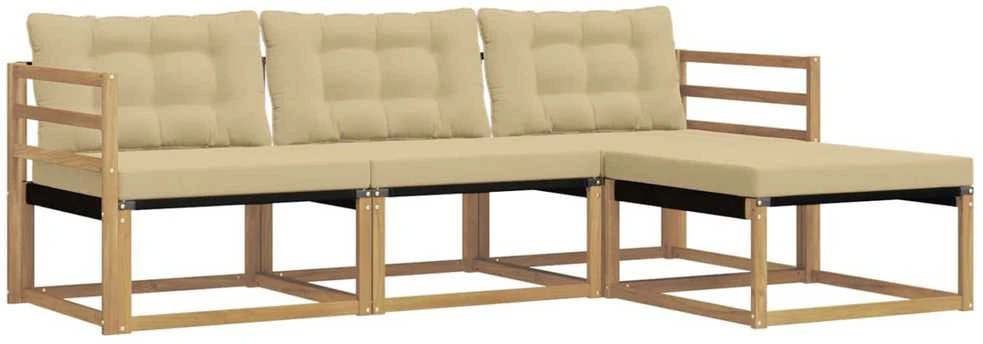 Lauko sofos komplektas 4 vnt. Balta ir kreminė