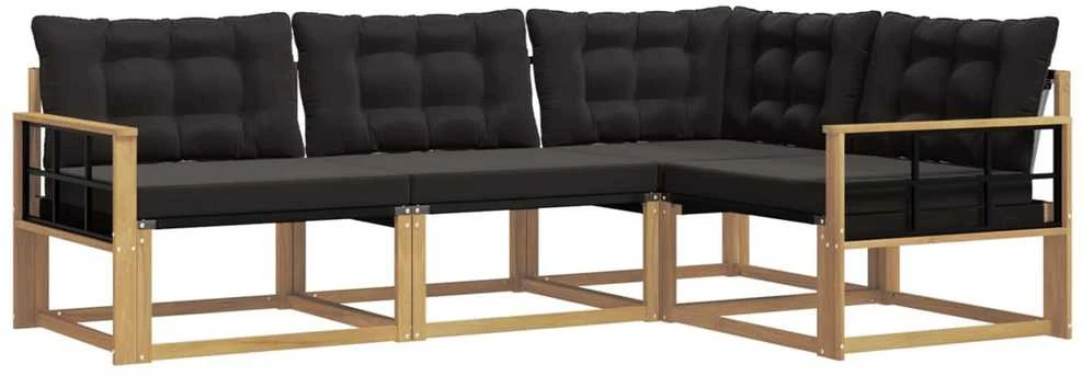 Lauko sofos komplektas 4 vnt. Balta ir juoda